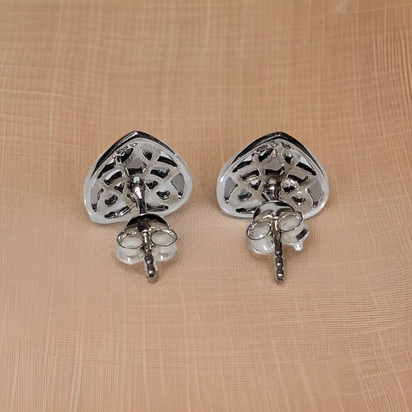 Brand New 925 Solid Sterling Silver Stud Post Celtic Knot Heart Earrings - Picture 2 of 2